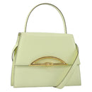 CELINE Hand Bag Leather 2way Green Gold Auth 153240-1