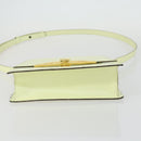 CELINE Hand Bag Leather 2way Green Gold Auth 153240-11