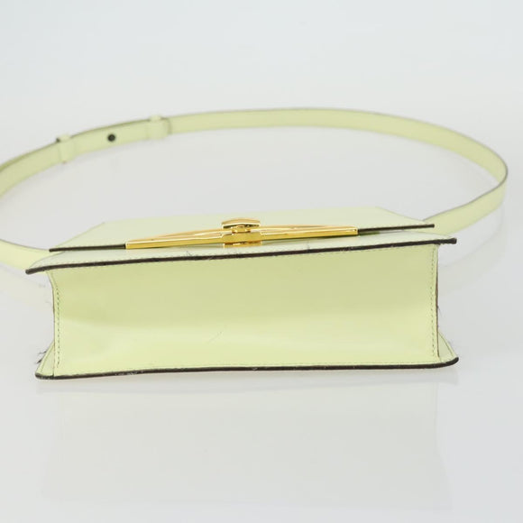 CELINE Hand Bag Leather 2way Green Gold Auth 153240