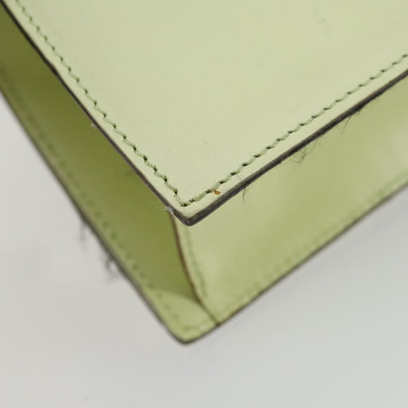 CELINE Hand Bag Leather 2way Green Gold Auth 153240