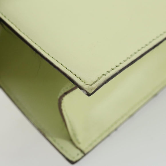 CELINE Hand Bag Leather 2way Green Gold Auth 153240