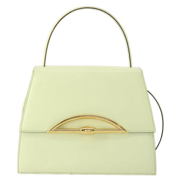 CELINE Hand Bag Leather 2way Green Gold Auth 153240 - 0