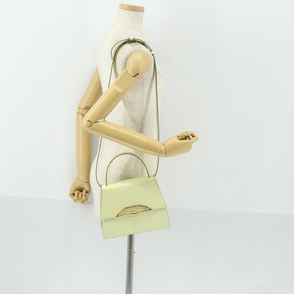 CELINE Hand Bag Leather 2way Green Gold Auth 153240