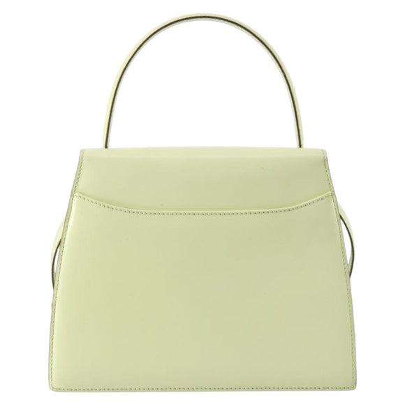 CELINE Hand Bag Leather 2way Green Gold Auth 153240