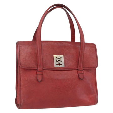 CELINE Tote Bag Leather Red Silver Auth 153241
