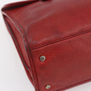 CELINE Tote Bag Leather Red Silver Auth 153241-11