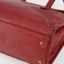 CELINE Tote Bag Leather Red Silver Auth 153241-12