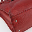 CELINE Tote Bag Leather Red Silver Auth 153241-13