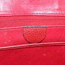 CELINE Tote Bag Leather Red Silver Auth 153241-14