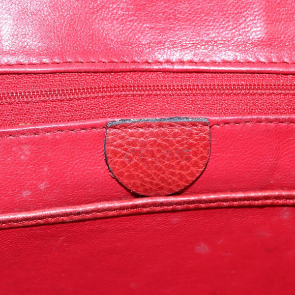 CELINE Tote Bag Leather Red Silver Auth 153241