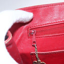 CELINE Tote Bag Leather Red Silver Auth 153241-15