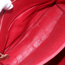 CELINE Tote Bag Leather Red Silver Auth 153241-16