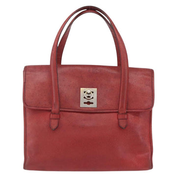 CELINE Tote Bag Leather Red Silver Auth 153241 - 0