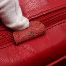 CELINE Tote Bag Leather Red Silver Auth 153241-23