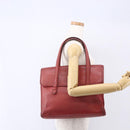 CELINE Tote Bag Leather Red Silver Auth 153241-24