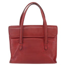 CELINE Tote Bag Leather Red Silver Auth 153241-3