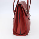 CELINE Tote Bag Leather Red Silver Auth 153241-4