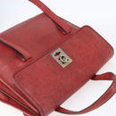 CELINE Tote Bag Leather Red Silver Auth 153241-6
