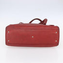 CELINE Tote Bag Leather Red Silver Auth 153241-9
