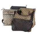 GUCCI GG Supreme Canvas Shoulder Bag PVC 5 Set Beige Black Auth 153245-1