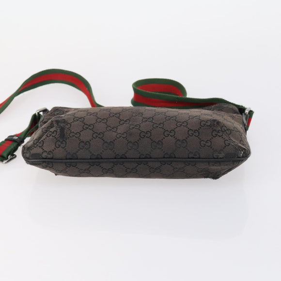 GUCCI GG Supreme Canvas Shoulder Bag PVC 5 Set Beige Black Auth 153245