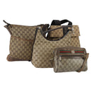 GUCCI GG Canvas Supreme Shoulder Bag 4 Set Beige Auth 153246-1