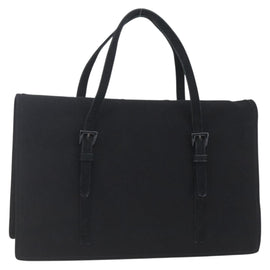 PRADA Hand Bag Cotton Black Auth 153247