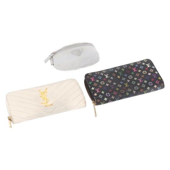 SAINT LAURENT PRADA Louis Vuitton Multicolor Wallet Leather 3 Set Auth 153248
