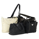 PRADA Hand Bag Nylon Leather 5 Set Black White Auth 153250-1