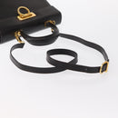 Salvatore Ferragamo Gancini Hand Bag Leather 2way Dark Brown Gold Auth 153307-10