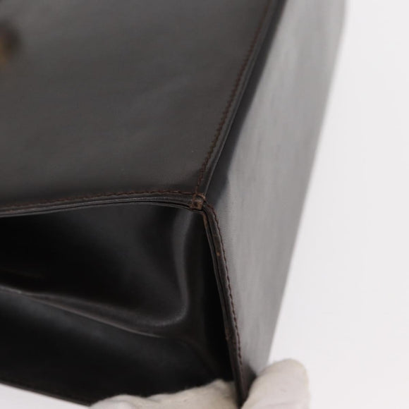 Salvatore Ferragamo Gancini Hand Bag Leather 2way Dark Brown Gold Auth 153307