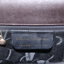 Salvatore Ferragamo Gancini Hand Bag Leather 2way Dark Brown Gold Auth 153307-19