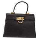 Salvatore Ferragamo Gancini Hand Bag Leather 2way Dark Brown Gold Auth 153307-2