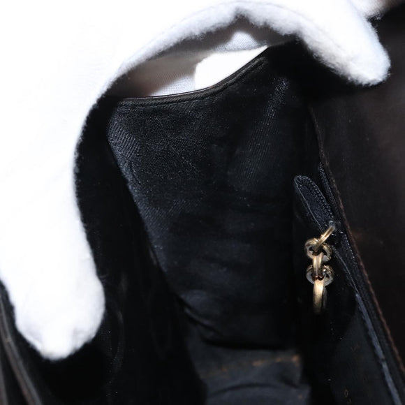 Salvatore Ferragamo Gancini Hand Bag Leather 2way Dark Brown Gold Auth 153307