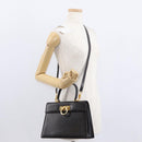 Salvatore Ferragamo Gancini Hand Bag Leather 2way Dark Brown Gold Auth 153307-28