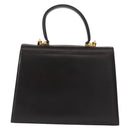 Salvatore Ferragamo Gancini Hand Bag Leather 2way Dark Brown Gold Auth 153307-3