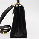 Salvatore Ferragamo Gancini Hand Bag Leather 2way Dark Brown Gold Auth 153307-4