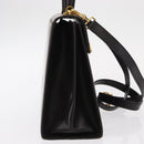 Salvatore Ferragamo Gancini Hand Bag Leather 2way Dark Brown Gold Auth 153307-5