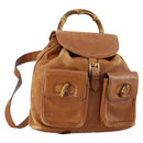 GUCCI Bamboo Backpack Leather Brown Gold 003 1998 0016 Auth 153308-1