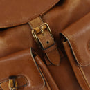 GUCCI Bamboo Backpack Leather Brown Gold 003 1998 0016 Auth 153308-19