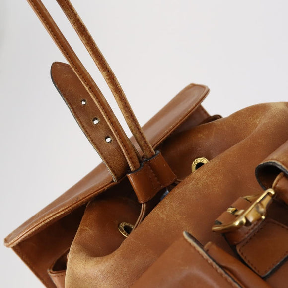 GUCCI Bamboo Backpack Leather Brown Gold 003 1998 0016 Auth 153308