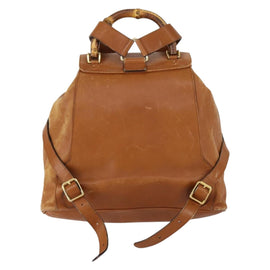 GUCCI Bamboo Backpack Leather Brown Gold 003 1998 0016 Auth 153308 - 0
