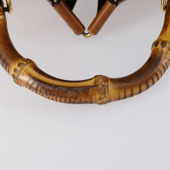 GUCCI Bamboo Backpack Leather Brown Gold 003 1998 0016 Auth 153308