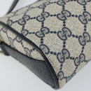 GUCCI GG Supreme Sherry Line Shoulder Bag PVC Navy Gold Auth 153309-11