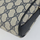 GUCCI GG Supreme Sherry Line Shoulder Bag PVC Navy Gold Auth 153309-12