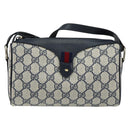 GUCCI GG Supreme Sherry Line Shoulder Bag PVC Navy Gold Auth 153309-2