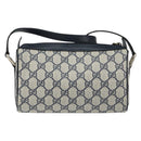 GUCCI GG Supreme Sherry Line Shoulder Bag PVC Navy Gold Auth 153309-3