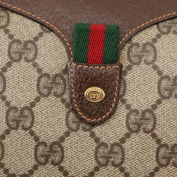 GUCCI GG Supreme Web Sherry Line Bag PVC Beige Gold 89 02 018 Auth 153310