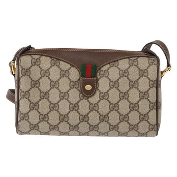 GUCCI GG Supreme Web Sherry Line Bag PVC Beige Gold 89 02 018 Auth 153310 - 0