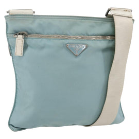 PRADA Shoulder Bag Nylon Light Blue Silver Auth 153313
